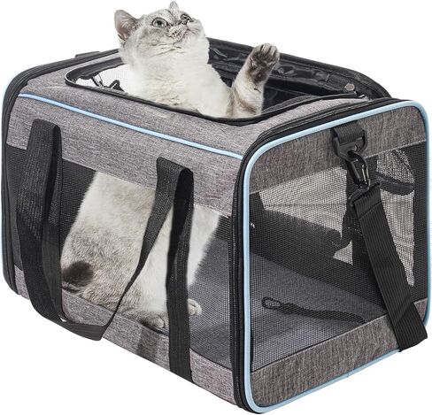 حاملة حيوانات أليفة ناعمة الجوانب معتمدة من شركة Vivicreate Cat Carrier للقطط والكلاب الصغيرة، حقيبة سفر محمولة للقطط مع مقود أمان شبكي للتهوية وحزام كتف يصل إلى 15 رطلاً in Kuwait