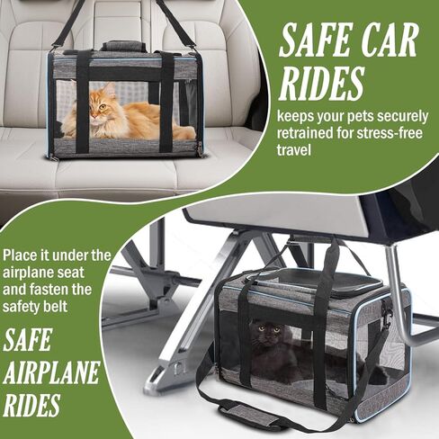 حاملة حيوانات أليفة ناعمة الجوانب معتمدة من شركة Vivicreate Cat Carrier للقطط والكلاب الصغيرة، حقيبة سفر محمولة للقطط مع مقود أمان شبكي للتهوية وحزام كتف يصل إلى 15 رطلاً in Kuwait