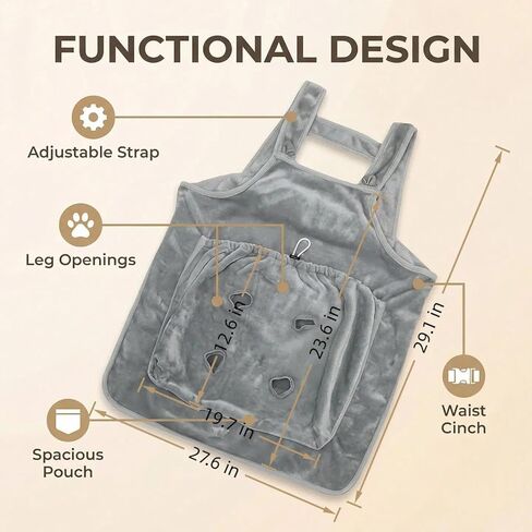 Cat Apron, Plush Pet Sleeping Bag for Napping,Soft Cat Chest Carrier - Adjustable Velvet Sling for Kittens & Small Cats, Includes Calming Chew Toy, Machine Washable in Kuwait