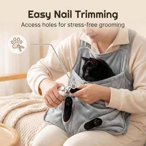 Cat Apron, Plush Pet Sleeping Bag for Napping,Soft Cat Chest Carrier - Adjustable Velvet Sling for Kittens & Small Cats, Includes Calming Chew Toy, Machine Washable in Kuwait