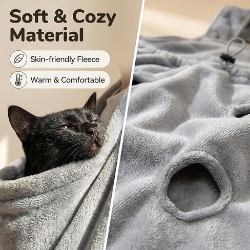 Cat Apron, Plush Pet Sleeping Bag for Napping,Soft Cat Chest Carrier - Adjustable Velvet Sling for Kittens & Small Cats, Includes Calming Chew Toy, Machine Washable in Kuwait
