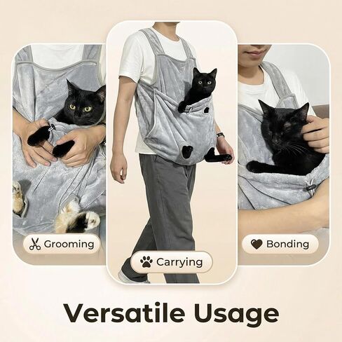 Cat Apron, Plush Pet Sleeping Bag for Napping,Soft Cat Chest Carrier - Adjustable Velvet Sling for Kittens & Small Cats, Includes Calming Chew Toy, Machine Washable in Kuwait