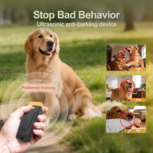 Bark Deterrent Training Device, Rechargeable Ultrasonic Anti Barking Device for Dogs, Dog Bark Control Devices Safe for Dogs & Human Portable Indoor Outdoor, Dog Training & Behavior Aids in Kuwait