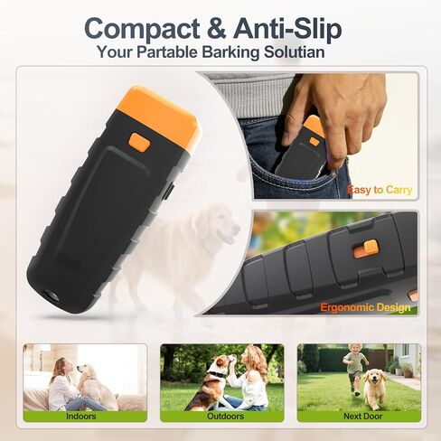 Bark Deterrent Training Device, Rechargeable Ultrasonic Anti Barking Device for Dogs, Dog Bark Control Devices Safe for Dogs & Human Portable Indoor Outdoor, Dog Training & Behavior Aids in Kuwait
