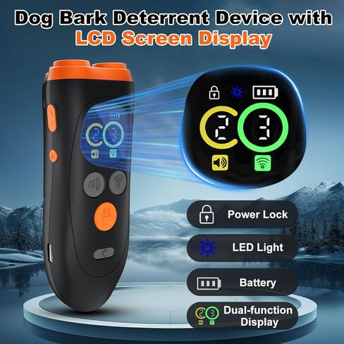 Dog Bark Deterrent Device,3X Ultrasonic Anti Barking Device for Dogs with Color LCD Screen,7 Modes 35FT Range Bark Control Indoor Outdoor Correct Bad Behavior,Safe&Humane Dog Training in Kuwait