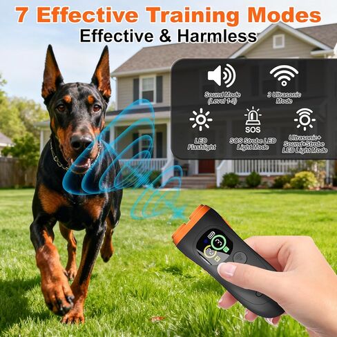 Dog Bark Deterrent Device,3X Ultrasonic Anti Barking Device for Dogs with Color LCD Screen,7 Modes 35FT Range Bark Control Indoor Outdoor Correct Bad Behavior,Safe&Humane Dog Training in Kuwait
