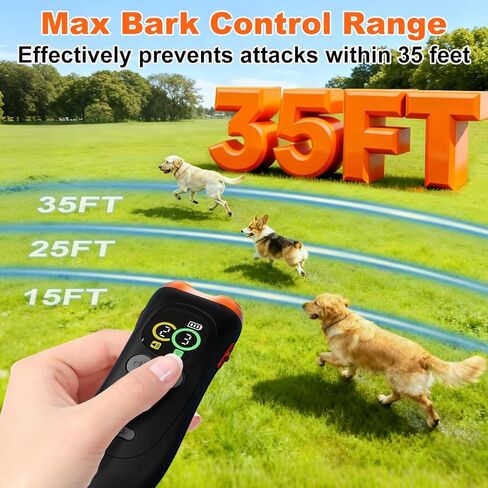 Dog Bark Deterrent Device,3X Ultrasonic Anti Barking Device for Dogs with Color LCD Screen,7 Modes 35FT Range Bark Control Indoor Outdoor Correct Bad Behavior,Safe&Humane Dog Training in Kuwait