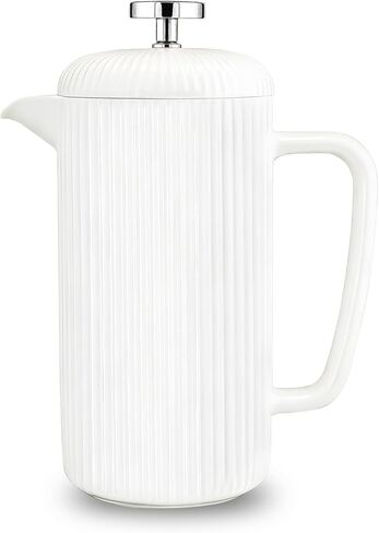 Easyworkz Porcelain French Press 34 fl oz, Coffee Tea Maker with Stainless Steel Plunger 1000 ml, Ivory in Saudi Arabia