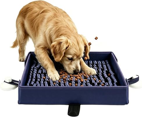 Liitrton Dog Snuffle Mat، حصيرة شم غير قابلة للطي للكلاب المغذية البطيئة، حصيرة ألغاز تفاعلية للكلاب مقاس 17 بوصة × 15 بوصة، وسادة استنشاق سهلة التنظيف للكلاب المتوسطة والكبيرة (أزرق داكن) in Kuwait