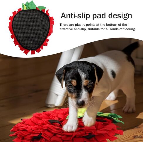 NINEFOX Snuffle Mat للكلاب، حصائر تغذية الحيوانات الأليفة، وسادة استنشاق الجراء، حصيرة Snuffle على شكل فراولة، ألعاب تفاعلية للقطط والكلاب لتدريب السلالات المتعددة والتخلص من التوتر (الفراولة) in Kuwait
