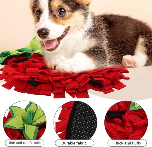 NINEFOX Snuffle Mat للكلاب، حصائر تغذية الحيوانات الأليفة، وسادة استنشاق الجراء، حصيرة Snuffle على شكل فراولة، ألعاب تفاعلية للقطط والكلاب لتدريب السلالات المتعددة والتخلص من التوتر (الفراولة) in Kuwait