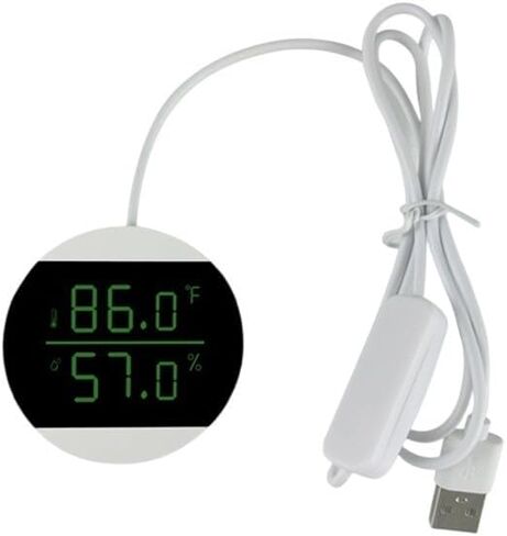 مقياس حرارة الزواحف والرطوبة قابل لإعادة الشحن عبر USB مع مراقبة درجة الحرارة والرطوبة في الوقت الحقيقي لمرابي الحيوانات والحاضنات، غطاء ABS، نطاق 0-60 درجة مئوية (℉) in Kuwait