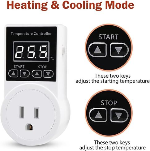 Temperature Controller Plug Socket LCD Screen with Waterproof Sensor Probe for Reptile Home US Plug in Kuwait