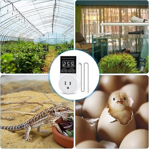 Temperature Controller Plug Socket LCD Screen with Waterproof Sensor Probe for Reptile Home US Plug in Kuwait