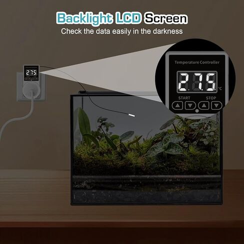 Temperature Controller Plug Socket LCD Screen with Waterproof Sensor Probe for Reptile Home US Plug in Kuwait