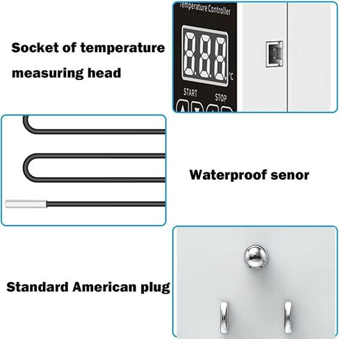 Temperature Controller Plug Socket LCD Screen with Waterproof Sensor Probe for Reptile Home US Plug in Kuwait