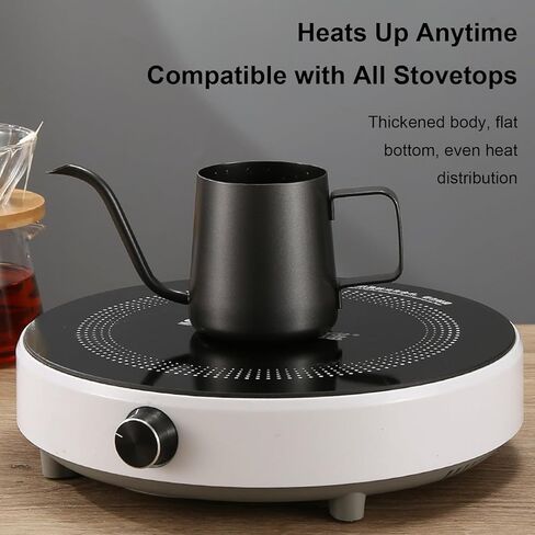Gage Wasserkocher zum bergieen von Kaffee mit Schwanenhals، langer، schmaler uf، Wasserkocher zum bergieen von Kaffee، 304 Edelstahl، 350 مل، Tropfkaffeekanne، شوار in Kuwait
