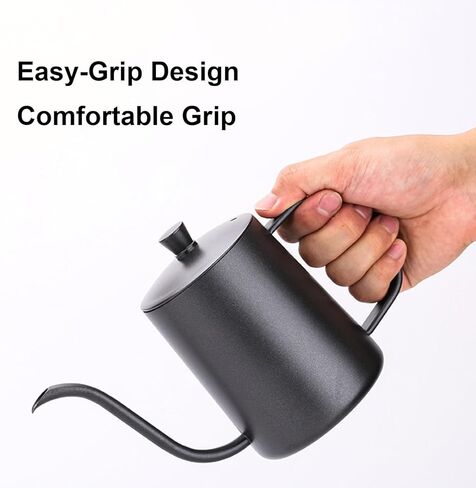 Gage Wasserkocher zum bergieen von Kaffee mit Schwanenhals، langer، schmaler uf، Wasserkocher zum bergieen von Kaffee، 304 Edelstahl، 350 مل، Tropfkaffeekanne، شوار in Kuwait