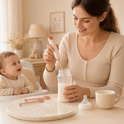 Garneck Handheld Electric Formula Mixer with 2 Stirring Rods: Detachable Handheld Electric Baby Bottle Milk Powder Mixer Sticks for Coffee Protein Cocoa Matcha Drinks Travel Home Portable in Kuwait