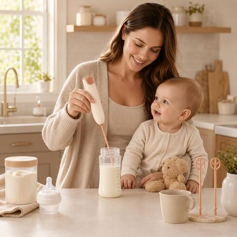 Garneck Handheld Electric Formula Mixer with 2 Stirring Rods: Detachable Handheld Electric Baby Bottle Milk Powder Mixer Sticks for Coffee Protein Cocoa Matcha Drinks Travel Home Portable in Kuwait