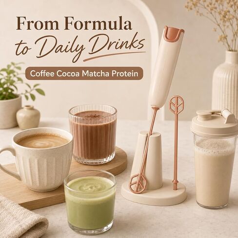 Garneck Handheld Electric Formula Mixer with 2 Stirring Rods: Detachable Handheld Electric Baby Bottle Milk Powder Mixer Sticks for Coffee Protein Cocoa Matcha Drinks Travel Home Portable in Kuwait