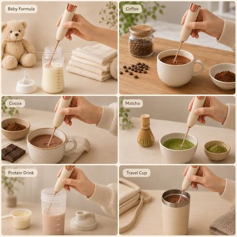 Garneck Handheld Electric Formula Mixer with 2 Stirring Rods: Detachable Handheld Electric Baby Bottle Milk Powder Mixer Sticks for Coffee Protein Cocoa Matcha Drinks Travel Home Portable in Kuwait