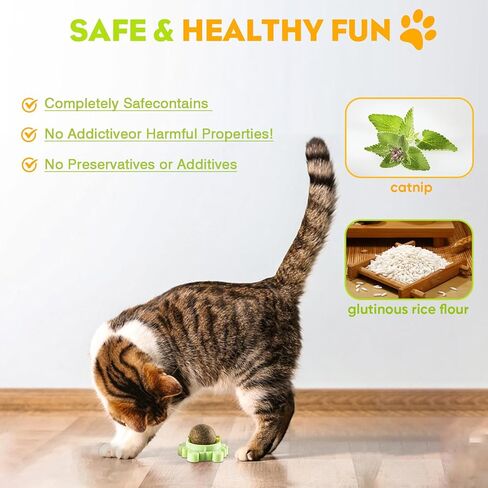 4-Pack Catnip Balls for Cats – 360° Rotating Cat Lick Ball Toy, Engaging Catnip Wall Ball with Natural Catnip, Anxiety Relief & Teeth Cleaning in Kuwait