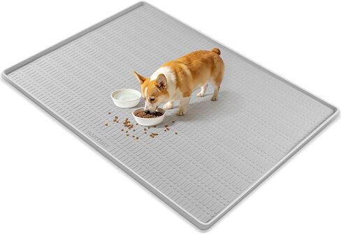47" x 35" Silicone Dog Food Mat, Waterproof Pet Feeding Mat with Raised Edge, Extra Large Dog Bowl Mat Non-Slip Water Bowl Placemats for Dogs, Protects Floors, Easy to Clean (Dark Gray) in Saudi Arabia
