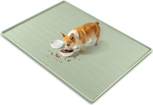 47" x 35" Silicone Dog Food Mat, Waterproof Pet Feeding Mat with Raised Edge, Extra Large Dog Bowl Mat Non-Slip Water Bowl Placemats for Dogs, Protects Floors, Easy to Clean (Dark Gray) in Saudi Arabia