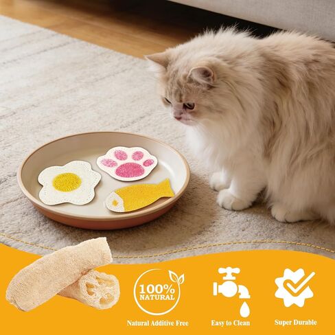Natural Loofah Cat Chew Toys with Catnip, Biodegradable Dental & Teething Toys for Kittens and Cats, Eco-Friendly Interactive Cat Toy for Boredom Relief and Teeth Cleaning in Kuwait