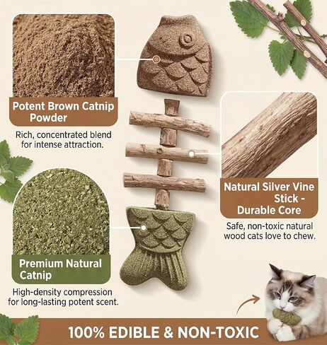3PCS Fish Bone Cat Toy Set for Cats, Catnip Toys, Dental Chew & Teething Toys for Kitten, Fish & Bone Shape, Ideal for Teeth Cleaning & Boredom Relief in Kuwait