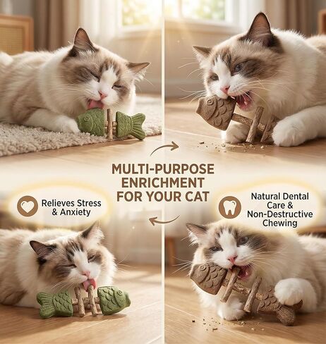3PCS Fish Bone Cat Toy Set for Cats, Catnip Toys, Dental Chew & Teething Toys for Kitten, Fish & Bone Shape, Ideal for Teeth Cleaning & Boredom Relief in Kuwait