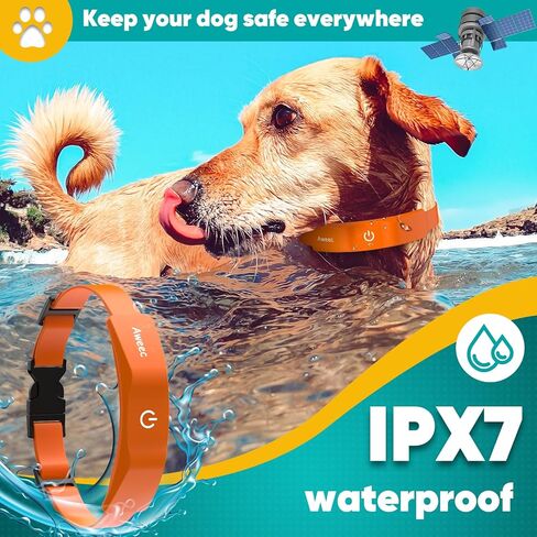 GPS Electric Dog Fence with Free App, Wireless Fence System with Training Collar, Portable for Outdoor Use, Rechargeable Waterproof Flexiable Collar, Adjustable of Dogs (Orange) in Kuwait
