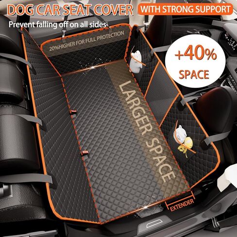 Back Seat Extender for Dogs - Large Space, Heavy-Duty Dog Car Seat Cover for Back Seat with Hard Bottom Holds 420lbs, Waterproof 600D Upgraded Material Dog Hammock for Car,Easy to Use and Clean in Kuwait
