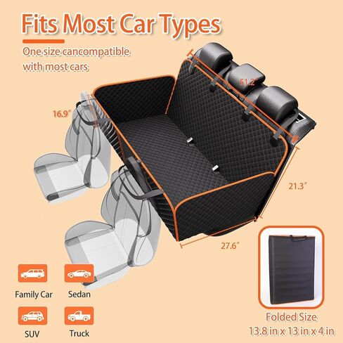 Back Seat Extender for Dogs - Large Space, Heavy-Duty Dog Car Seat Cover for Back Seat with Hard Bottom Holds 420lbs, Waterproof 600D Upgraded Material Dog Hammock for Car,Easy to Use and Clean in Kuwait