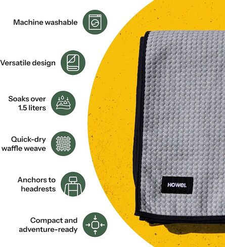 Dog Towel Blanket for Drying Dogs and Cover for Car Back Seat, XLarge 71" x 59", Ultra Quick Dry and Absorbent Microfiber, Light Weight, Machine Washable, Soaks Over 1.5L, Grey, Beach to Boot in Kuwait