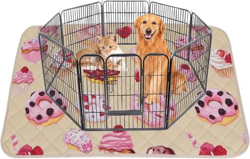 IEUUMLER Washable Pee Pads for Dogs, 2 Pack Cake Pattern Reusable Waterproof Puppy Potty Pads, Non-Slip Absorbent Pet Training Pads for Playpen Crate Bed EU015 Pink Cake, 24x18 in Saudi Arabia