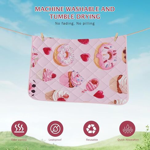 IEUUMLER Washable Pee Pads for Dogs, 2 Pack Cake Pattern Reusable Waterproof Puppy Potty Pads, Non-Slip Absorbent Pet Training Pads for Playpen Crate Bed EU015 Pink Cake, 24x18 in Saudi Arabia