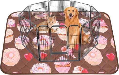 IEUUMLER Washable Pee Pads for Dogs, 2 Pack Cake Pattern Reusable Waterproof Puppy Potty Pads, Non-Slip Absorbent Pet Training Pads for Playpen Crate Bed EU015 Pink Cake, 24x18 in Saudi Arabia