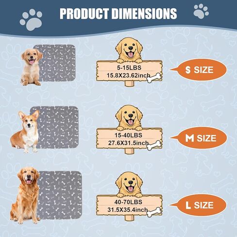 Puppy Pee Pads with Pheromones,Forever Pad,Washable Pee Pads for Dogs,Reusable Dog Pee Pads,Waterproof Leakproof Training Pad, Non-Slip Base for Household Use(Gray A,L) in Kuwait