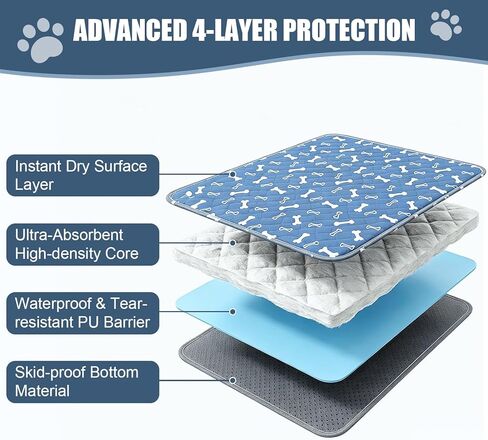 Puppy Pee Pads with Pheromones,Forever Pad,Washable Pee Pads for Dogs,Reusable Dog Pee Pads,Waterproof Leakproof Training Pad, Non-Slip Base for Household Use(Gray A,L) in Kuwait