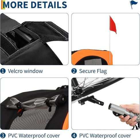 Dog Bike Trailer, Folding Dog Trailer for Bike with 19'' Quick Release Wheels, Heavy Duty Pet Cart, Hold Up to 88 Lbs, in Kuwait