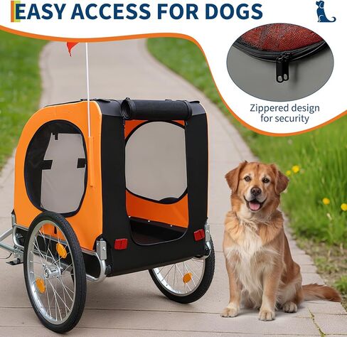 Dog Bike Trailer, Folding Dog Trailer for Bike with 19'' Quick Release Wheels, Heavy Duty Pet Cart, Hold Up to 88 Lbs, in Kuwait