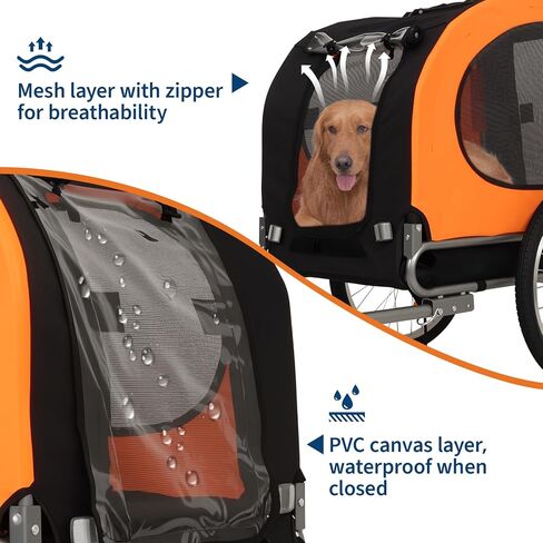 Dog Bike Trailer, Folding Dog Trailer for Bike with 19'' Quick Release Wheels, Heavy Duty Pet Cart, Hold Up to 88 Lbs, in Kuwait
