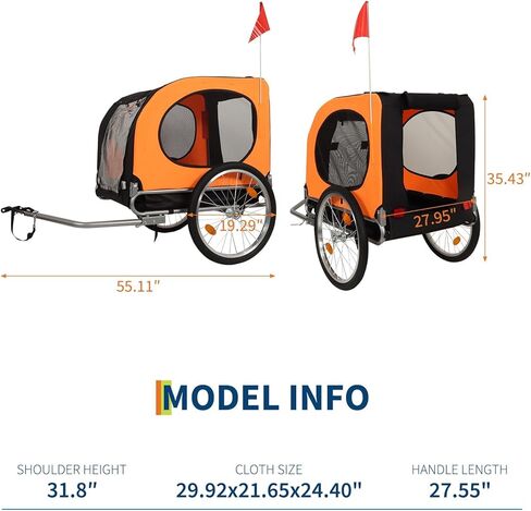 Dog Bike Trailer, Folding Dog Trailer for Bike with 19'' Quick Release Wheels, Heavy Duty Pet Cart, Hold Up to 88 Lbs, in Kuwait