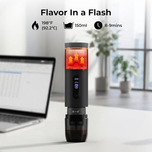BougeRV Portable Drip Coffee Maker Compatible with K Cup & Ground Coffee, Electric Car Coffee Machine Self-Heating LCD Display USB-C for Travel, Bussiness Trips, Hotel, Camping, Office, Outdoors in Kuwait