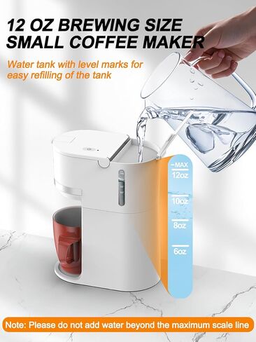 Single Serve Coffee Maker for K-Cup and Ground Coffee,Fast Brew,6-12 oz Brew Sizes One Cup Coffee Machine Fits 5.5" Mugs,One-Button Small Coffee Maker with Descaling Reminder,White,9.45 Inches in Kuwait
