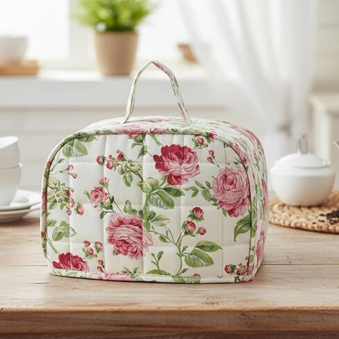 Quilted Floral Toaster Cover 2 Slice, Boho Toaster Cover with Handle Kitchen Small Appliance Covers, Foldable Dust Protector (Pink, 11.8"L*7.9"W*7.9"H) in Kuwait