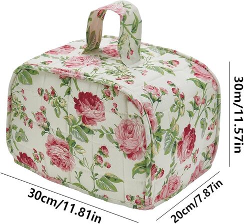 Quilted Floral Toaster Cover 2 Slice, Boho Toaster Cover with Handle Kitchen Small Appliance Covers, Foldable Dust Protector (Pink, 11.8"L*7.9"W*7.9"H) in Kuwait