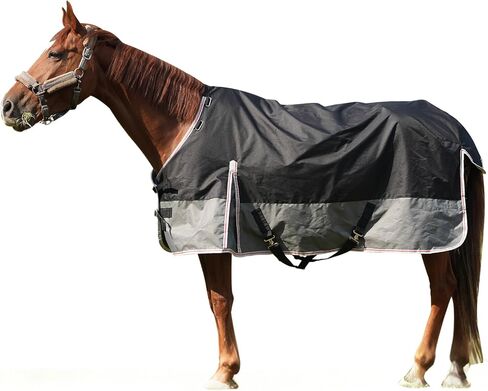 Equoray Horse Rug Fly Sheet Waterproof Rainproof Mosquito Repellent Breathable Turnout Blanket for Horses All Season Use - Multiple Sizes, Black/Grey in Kuwait